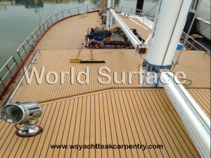 Synthetic teak Decking on 150′ Sailboat – Boat flooring